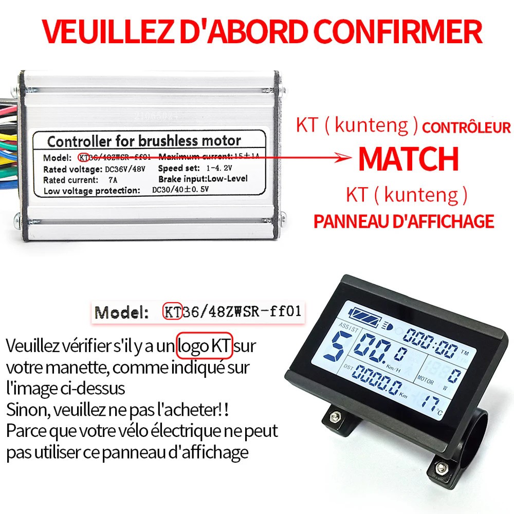 36V/48V/52V E-bike KT 35A Sine Wave Controller w/LCD Display+Thumb Throttle Kits