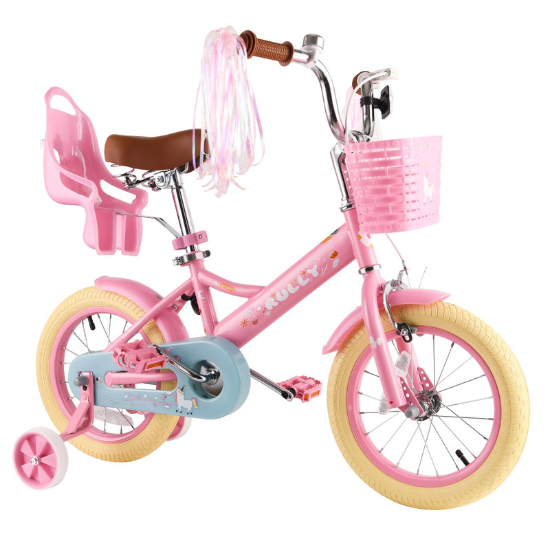 Rully 12 Inch Kids Bike For 2 3 4 Years Girls Training Wheels Front Handbrake