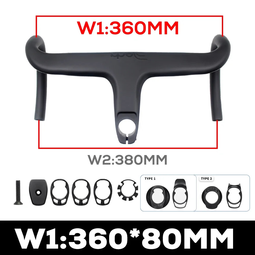 Road Bike Internal Cable Integrated Carbon Handlebar with Spacers Stem -10°