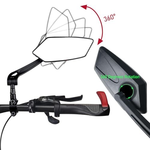 1 Pair Bike Mirrors, Motorcycle Cycling Rearview Mirror, 360 Degree Rotatable