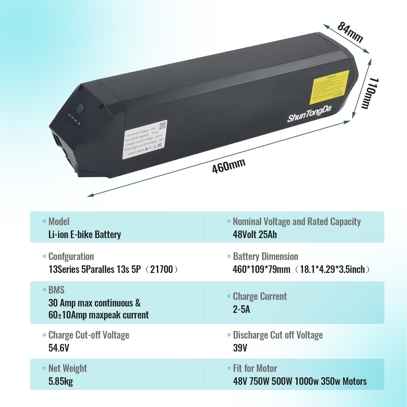 48V 25ah reention dorado li ion battery for Whizz Strome 2 NCM Moscow Plus ebike