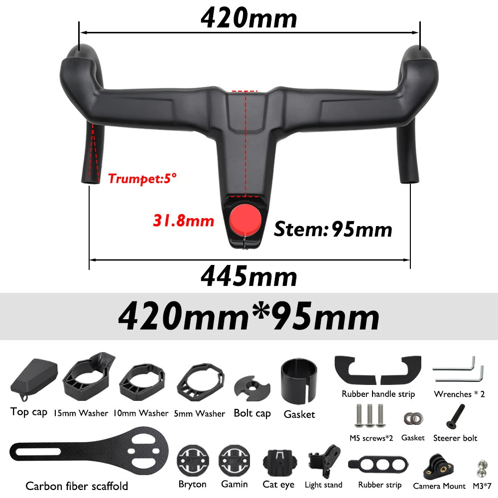 Full Carbon Integrated Drop Bar 6 Degree Flare Road Bike Aero Handlebar