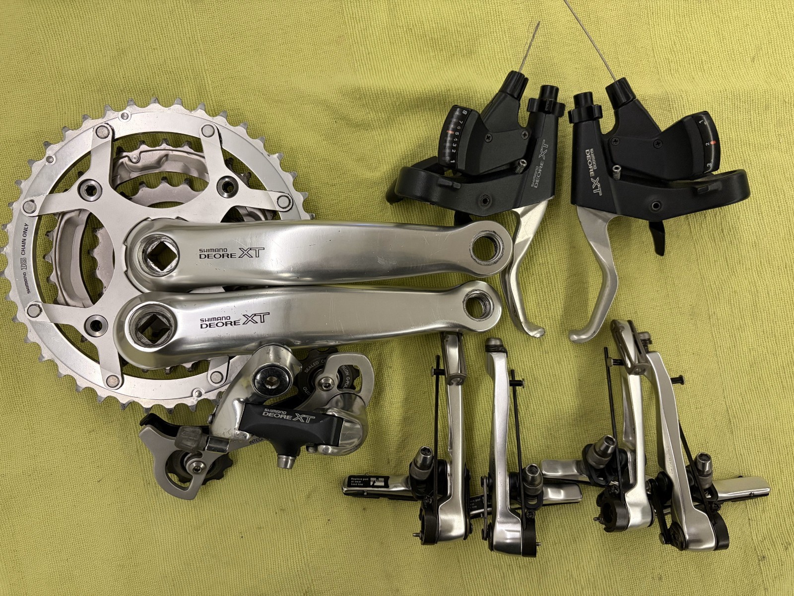 Shimano Deore XT m739 Group Crank, Shifters, Rear Derailleur, Brakes – Groupset
