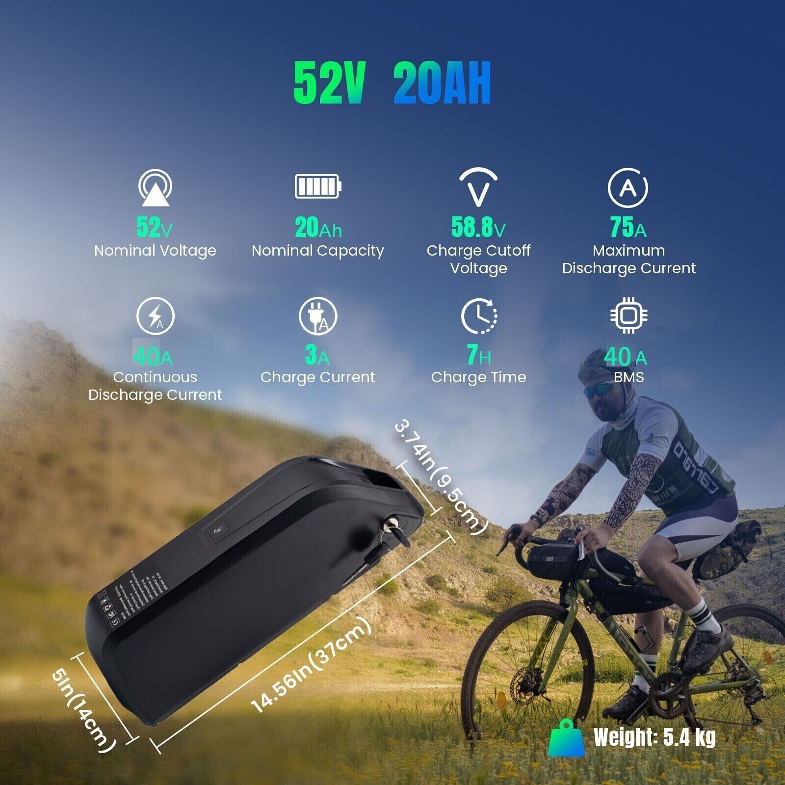 52V 20Ah Lithium Ebike Battery Hailong 500W 750W 1000W 1500W 2000W Electric Bike