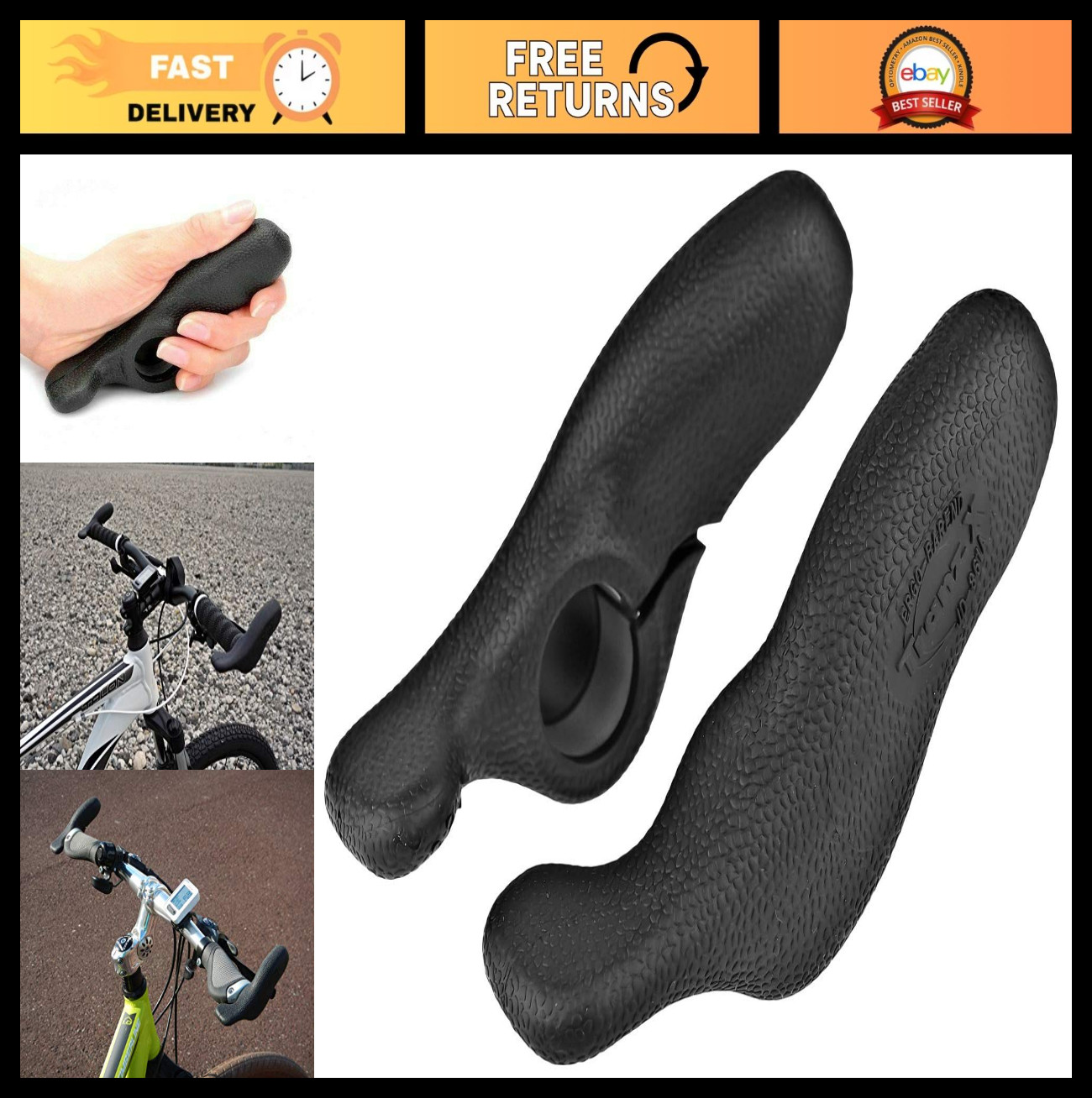 Ergonomic Antislip Handlebar Ends for MTB City Bikes – 22.2mm, One Pair