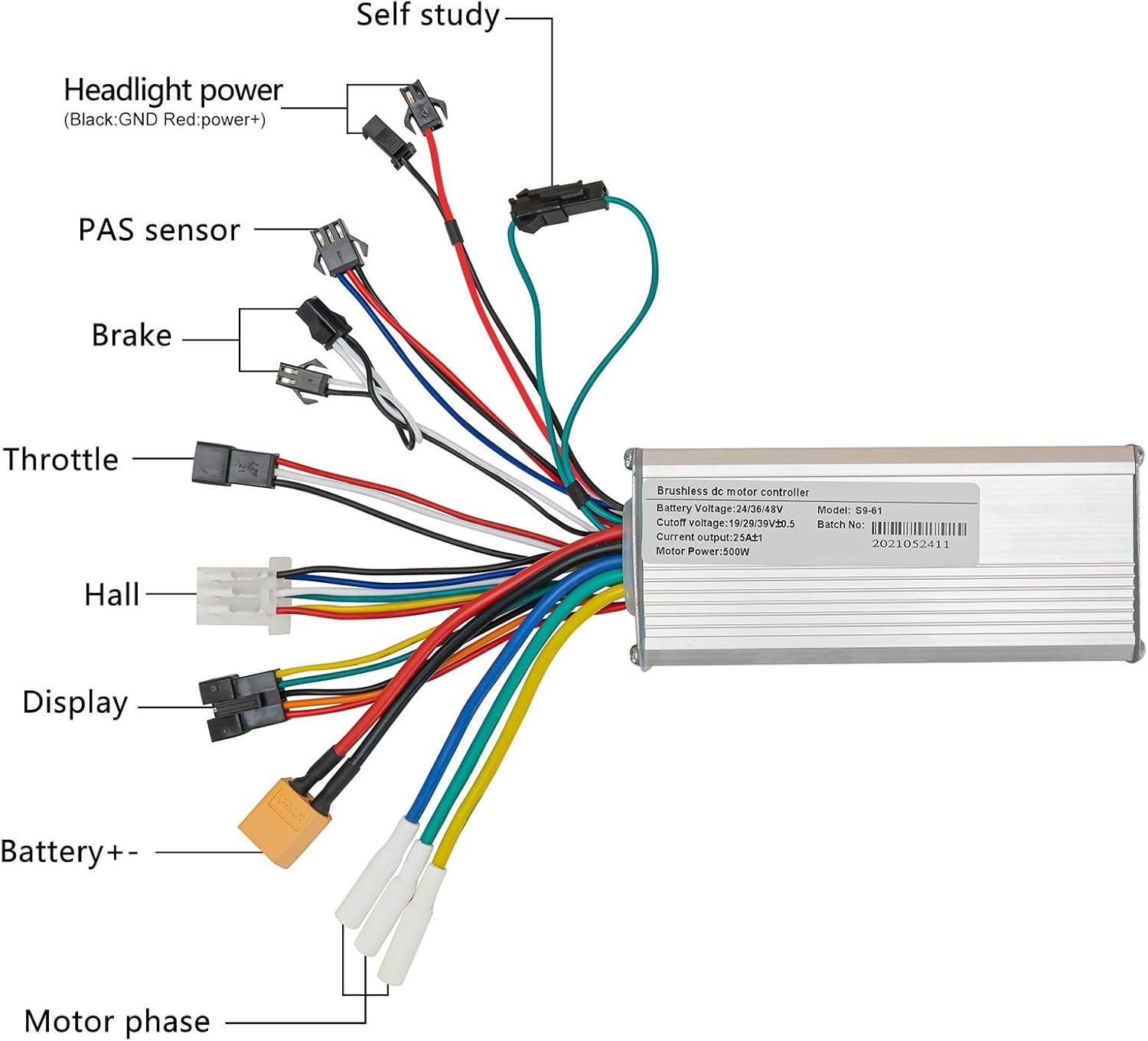 24V 36V 48V Ebike Controller Kit 500W 25A Brushless Motor Controller and Ebike L