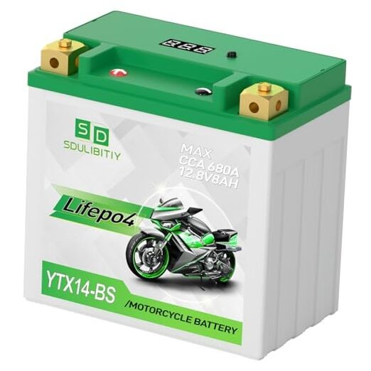 Lithium Motorcycle Battery LiFePO4 YTX14-BS 12.8V 8Ah 680CCA YTX14-12V 8AH