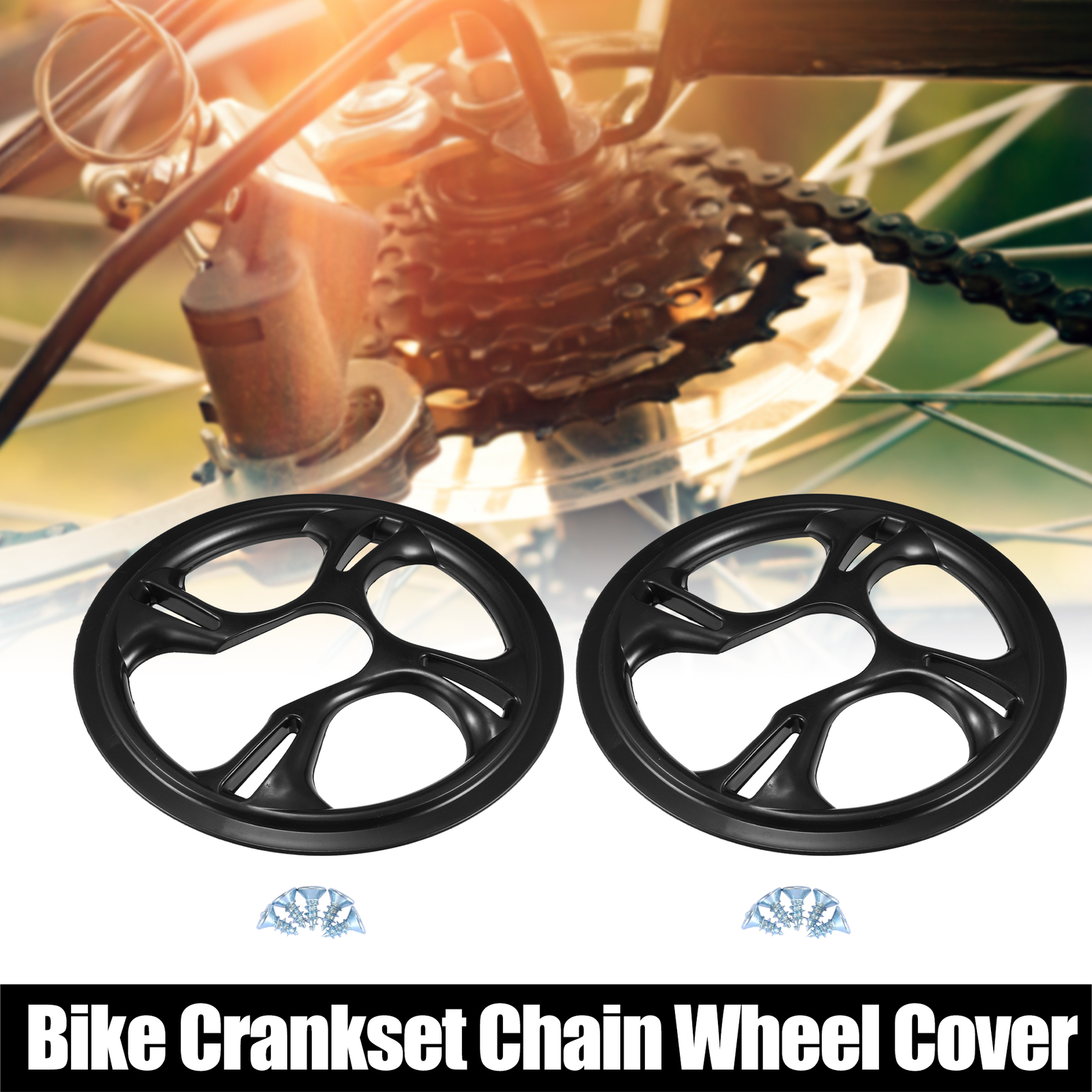 2pc 48 Teeth 12cm 4 Hole Bike Crankset Chain Wheel Cover Protection Black