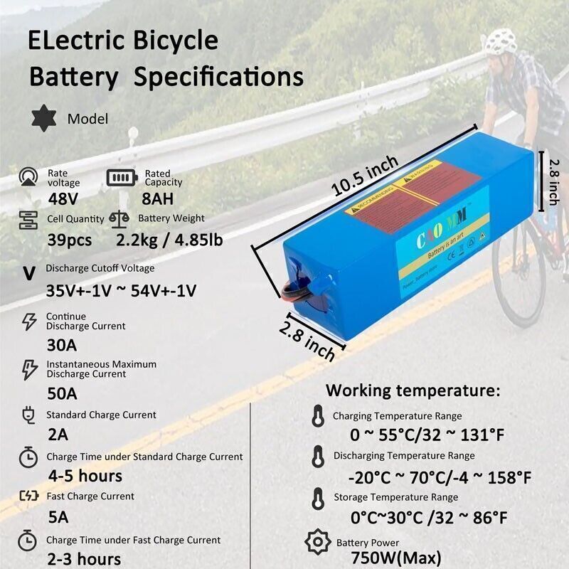 36V 48V 8AH/14AH/16AH/20AH Battery for 200W-1500W Ebike Electric Bicycle Bike