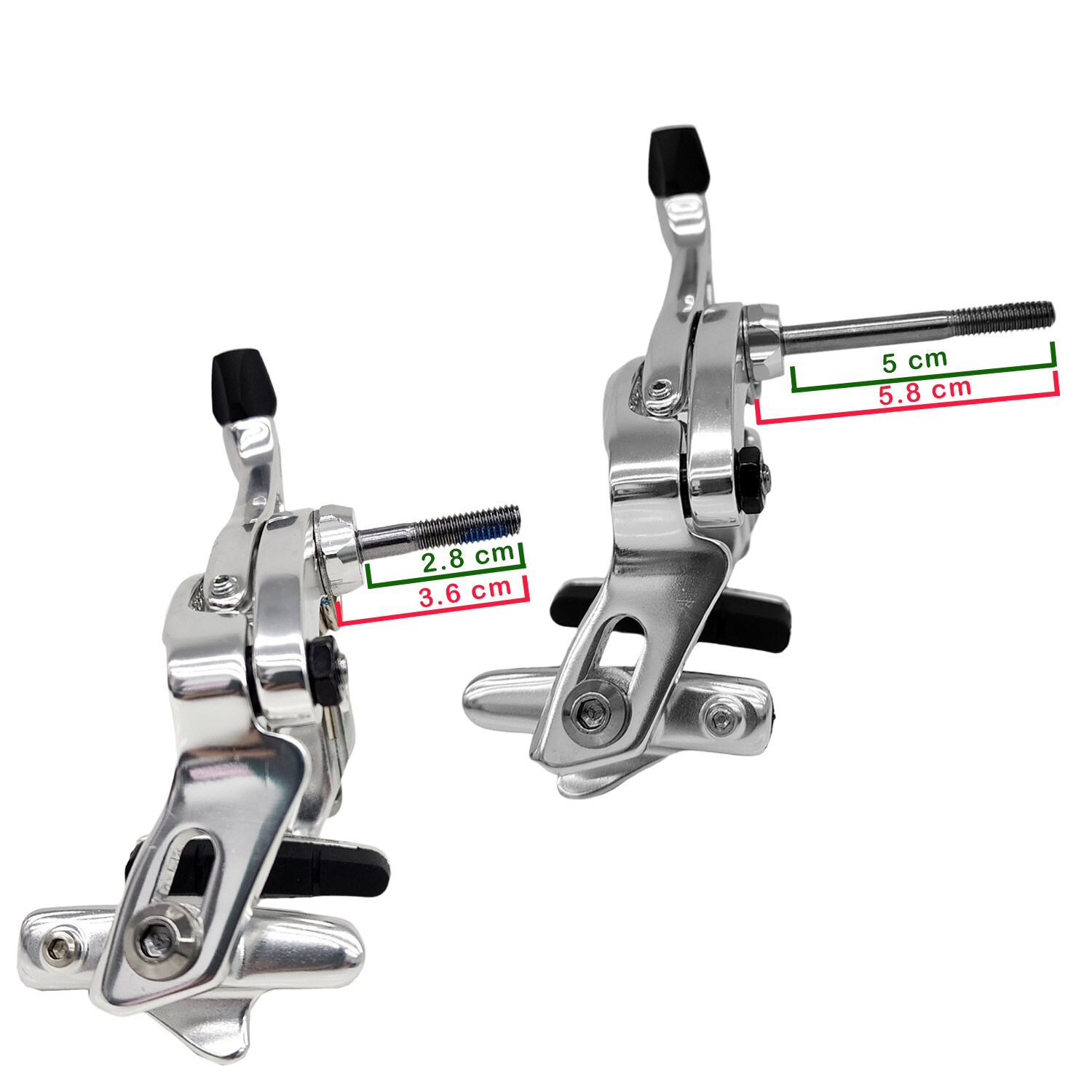 TEKTRO R539 Caliper Brake Set 47-59mm with QR Nutted Mount , Silver
