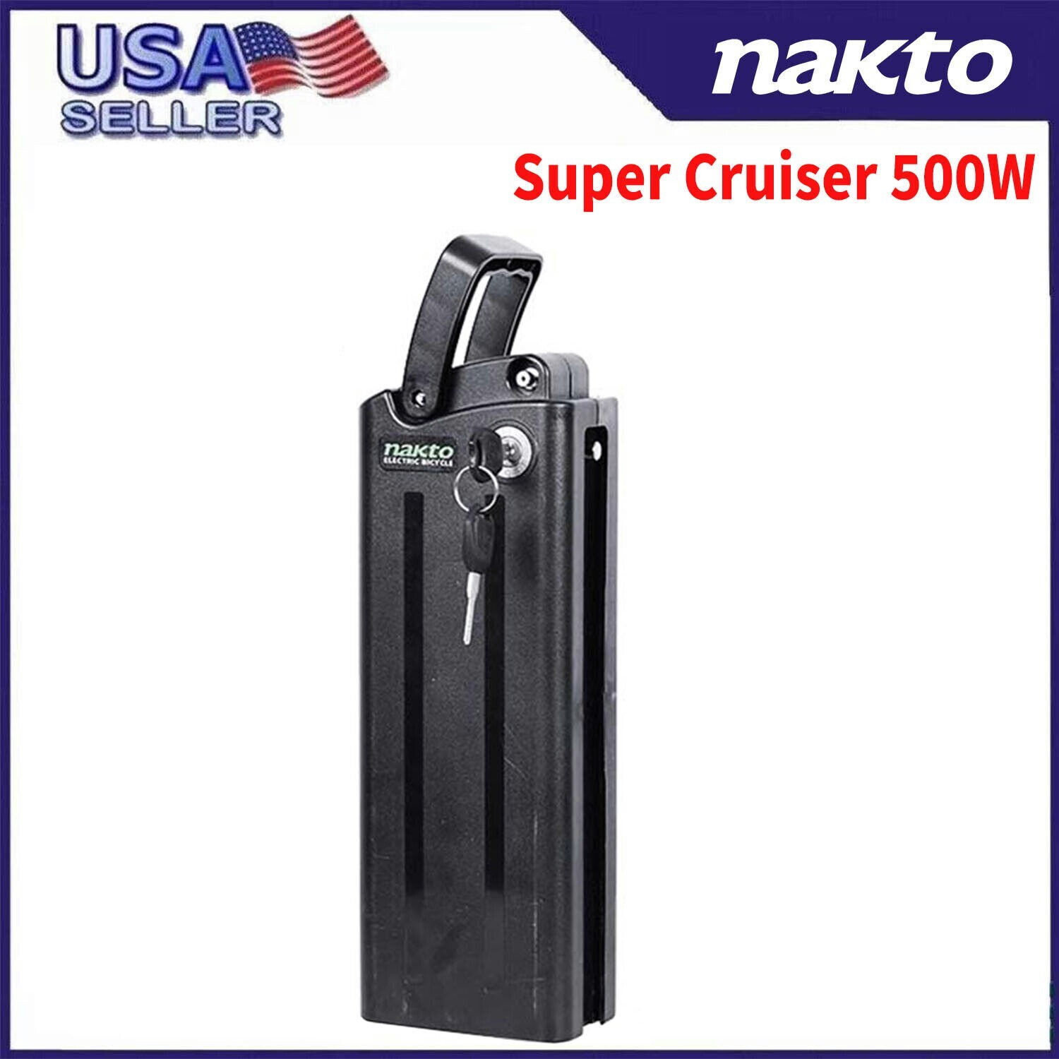 NAKTO Super Cruiser 500W Electric Bicycle 48V 12A Lithium Battery USA