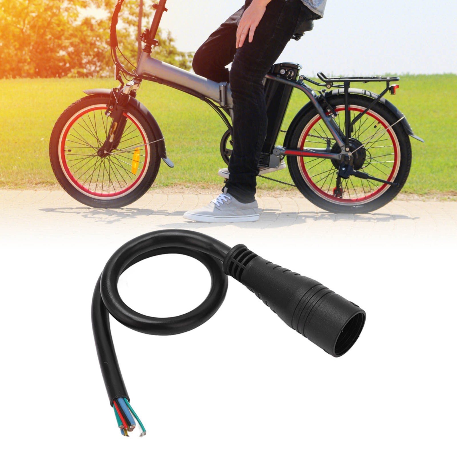9 Pin 31cm Electric Bike Motor Extension Cable, Waterproof Female Connector