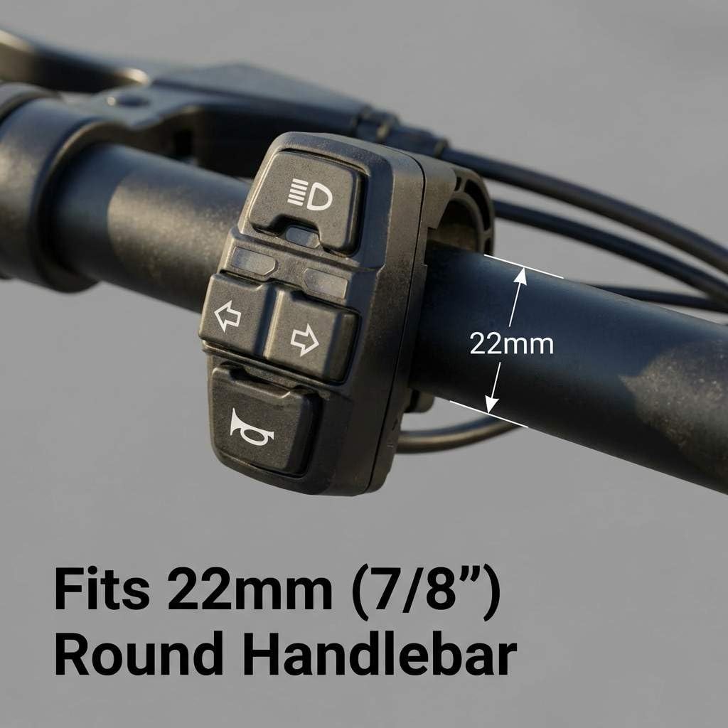 3-In-1 Motorcycle Headlight Horn Turn Switch for 7/8” Handlebar E-Bike ATV