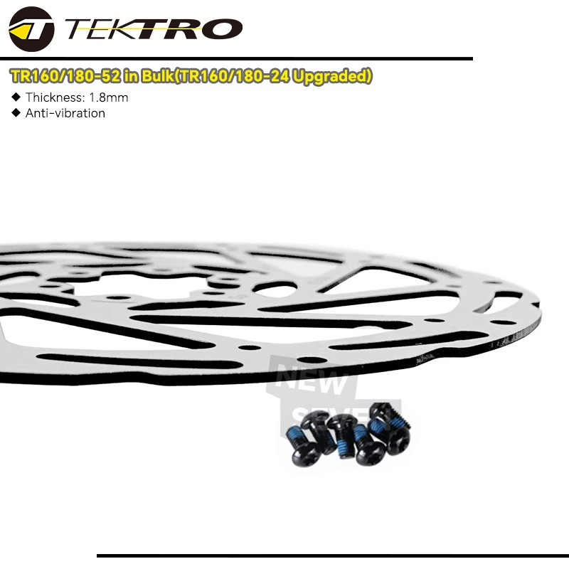 Tektro 160-52/180-52 6 Bolts 1.8mm Thickness Disc Brake Rotor 160/180-24 Upgrad