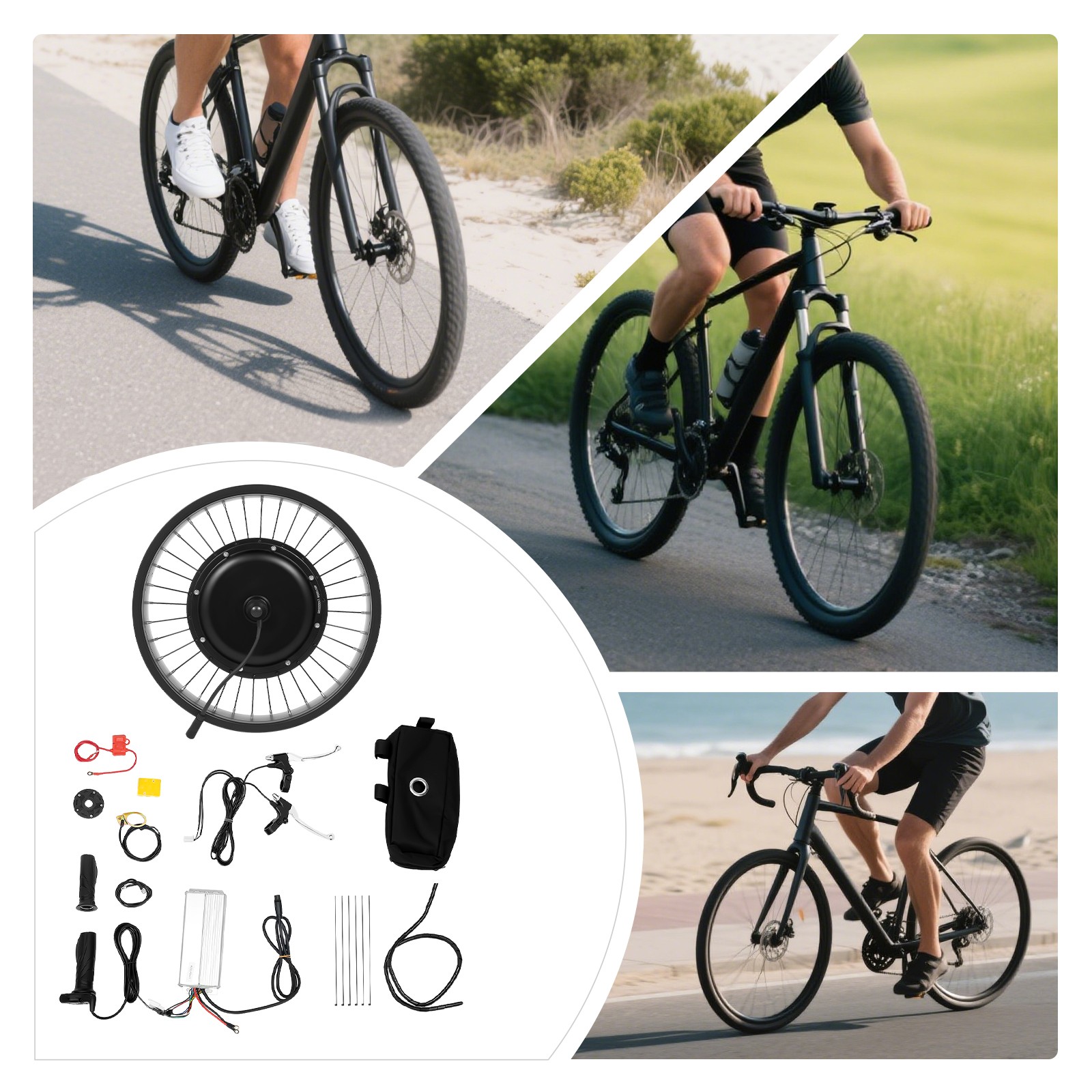 Electric Bicycle EBike Conversion Kit E-Bike Front Wheel Frame Kit 500 rpmUS