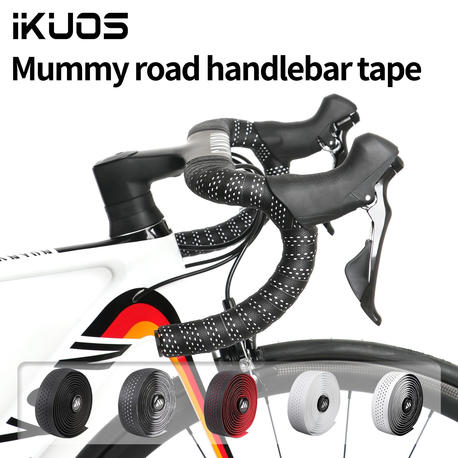 Bicycle Handlebar Tape, Multiple Colors Available: Black, Black-White, Black-…