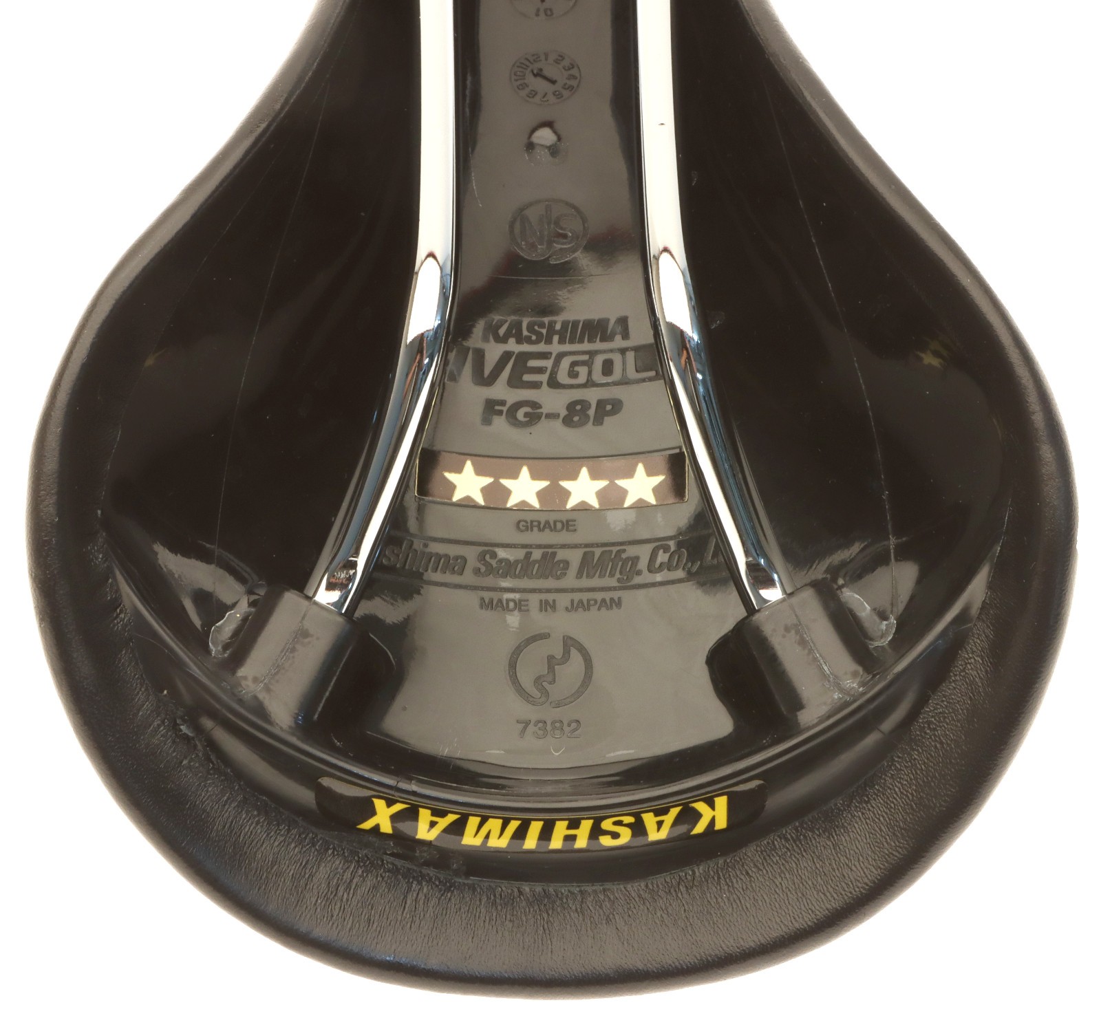 Kashimax Five Gold 8PE Saddle NJS 30mm Rails Black Smooth Leather w Logo NEW NOS