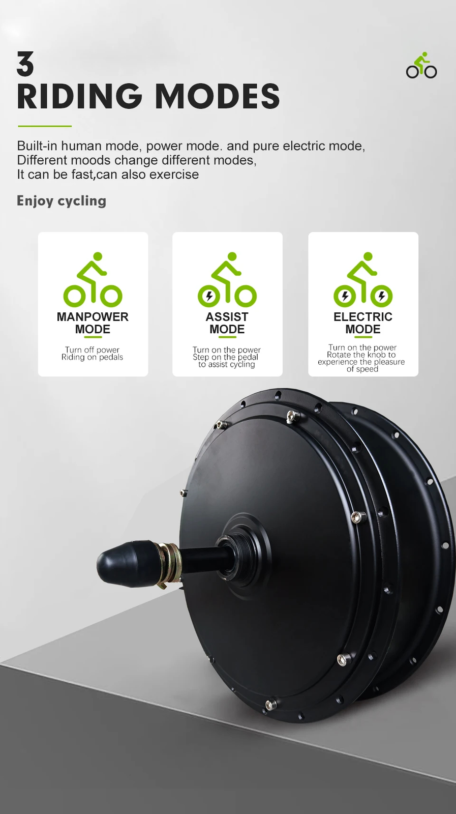 48V 1500W Snow E-bike Fat Brushless Gearless 20 24 26inch Rear Rotate Hub Motor