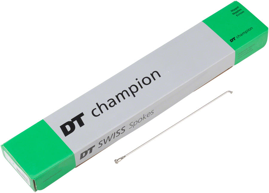 DT Swiss Champion Spoke: 2.0mm 278mm J-bend Silver Box of 100 Bicycle Spokes