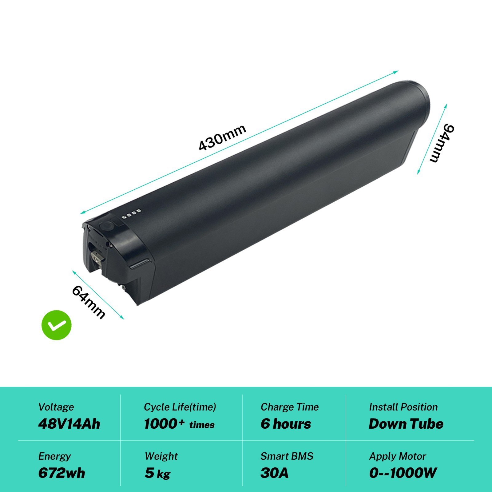 48V 14Ah For Aventon Pace 500.2 500.3 500.3 Step-Through Ebike Battery