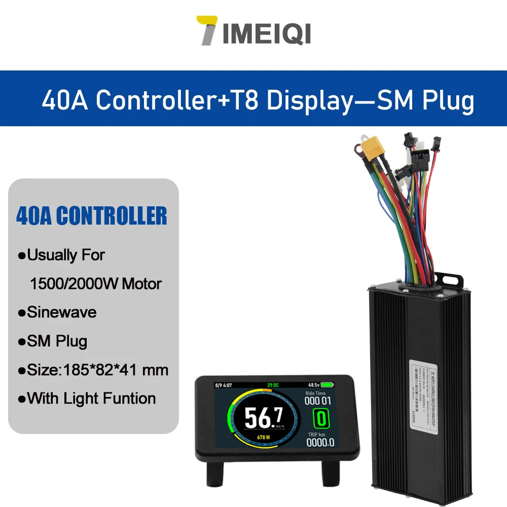 Ebike Sine Wave Controller 36V 48V 52V 40A with S866 S966 LCD Color Display