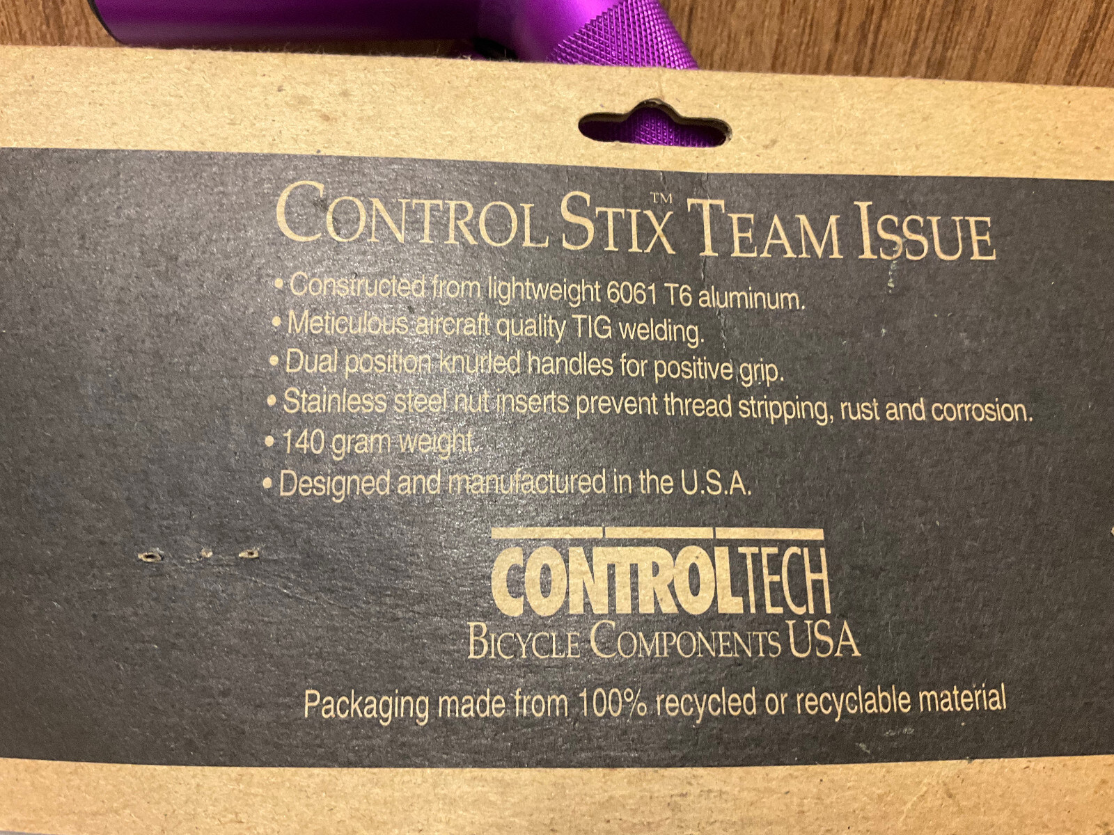 Vintage old school NOS Controltech USA TEAM ISSUE climbing bar STIX purple o.pack