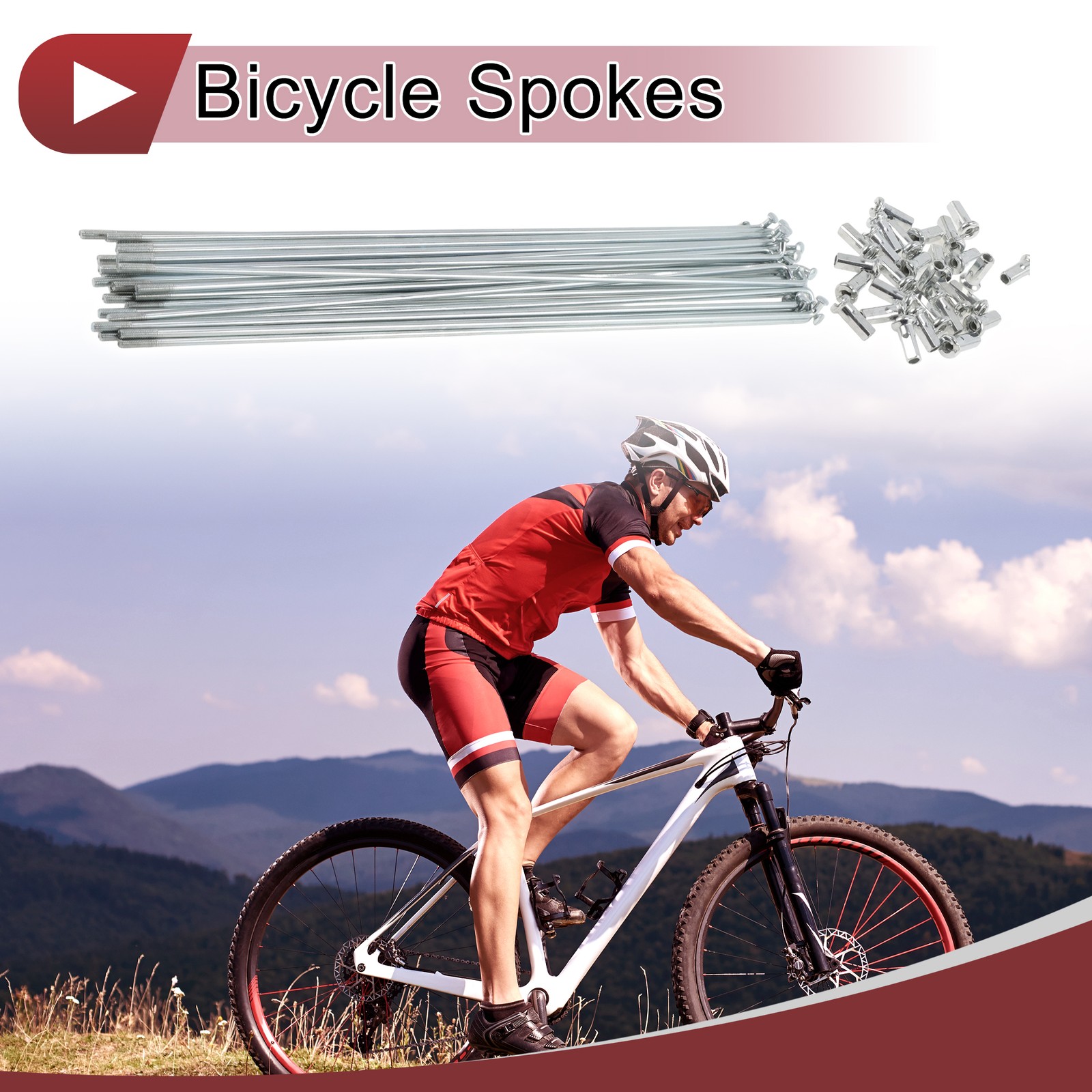 12G Bicycle Spoke 249 mm Bike Wheel Spoke Galvanized Carbon Steel Silver Tone