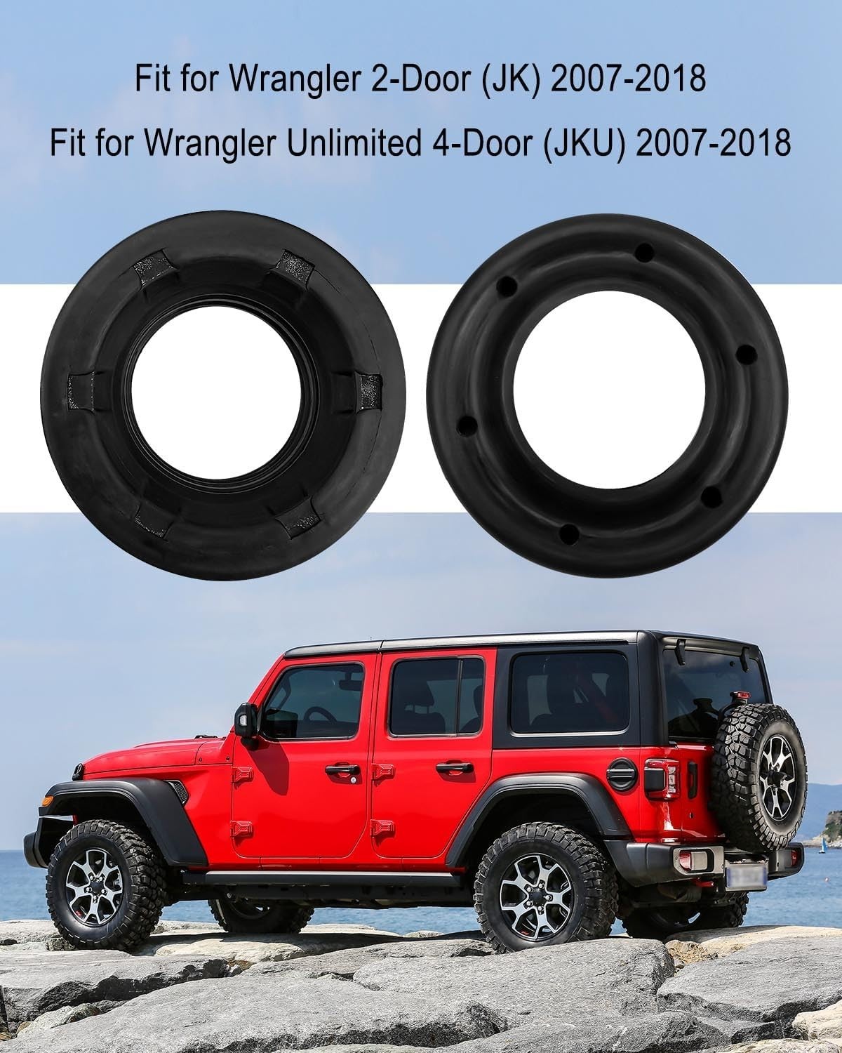 2 Pcs Front Upper Coil Spring Isolators Fit for Jeep Wrangler JK JKU 2007-2018 R