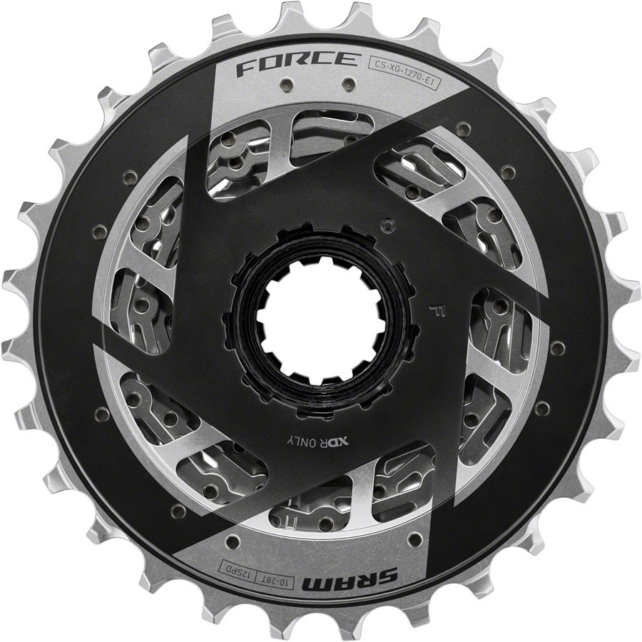 SRAM Force XG-1270 Cassette – 12-Speed, 10-28t, Silver, For XDR Driver Body, E1