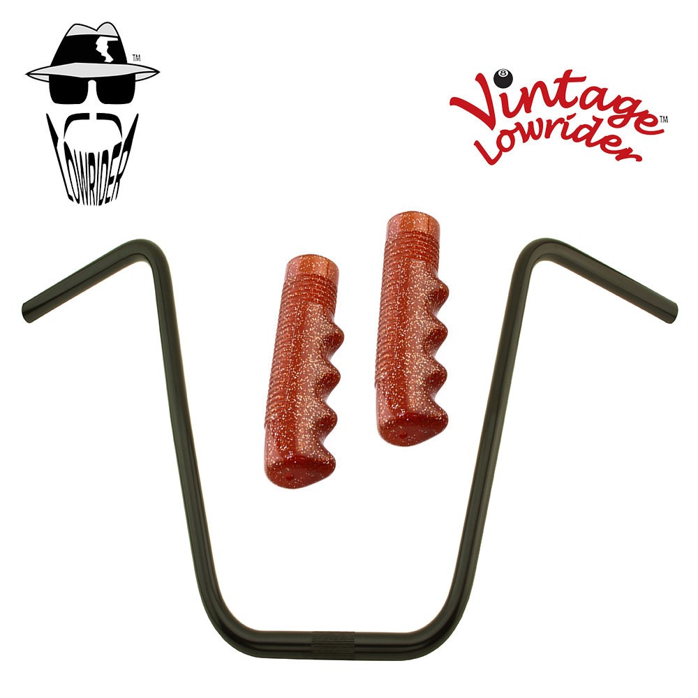 Original Lowrider 16″ 22.2 D Handlebar Black 120mm Grips Sparkle/Brown