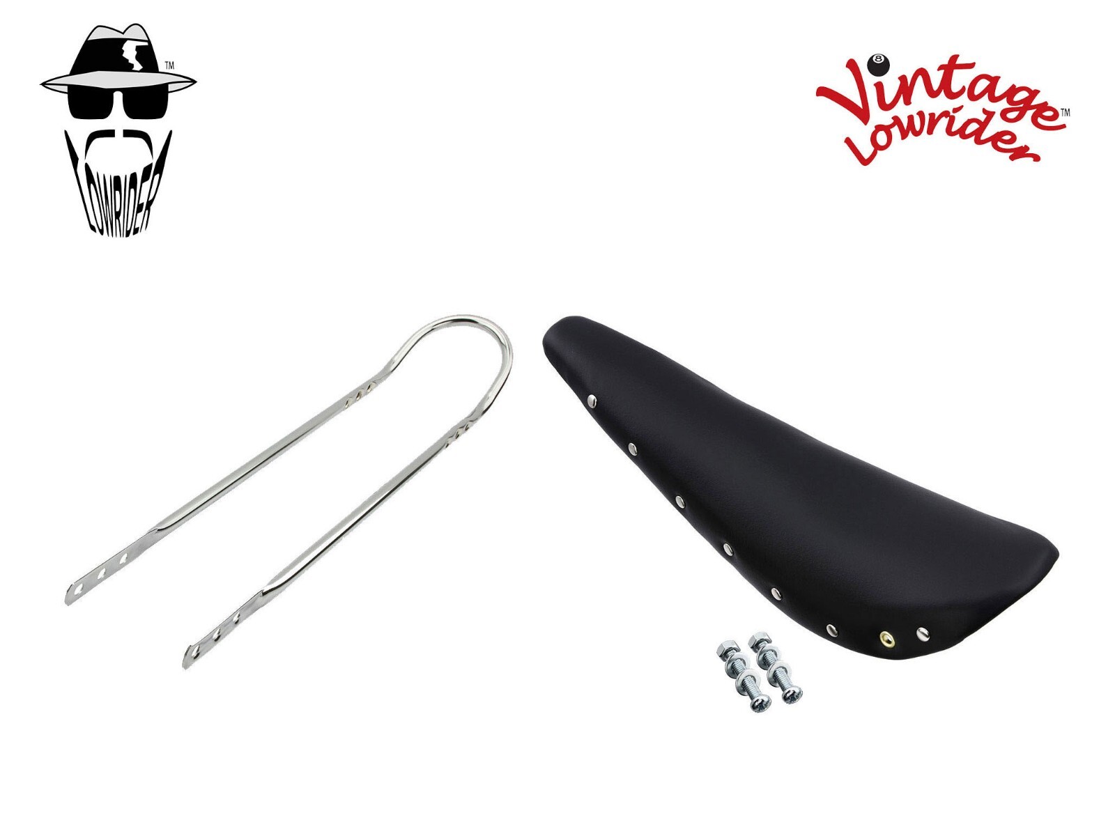 20″ ORIGINAL LOWRIDER Black BANANA SEAT W/Chrome SissyBar FOR 20″ Bicycle Eyelet