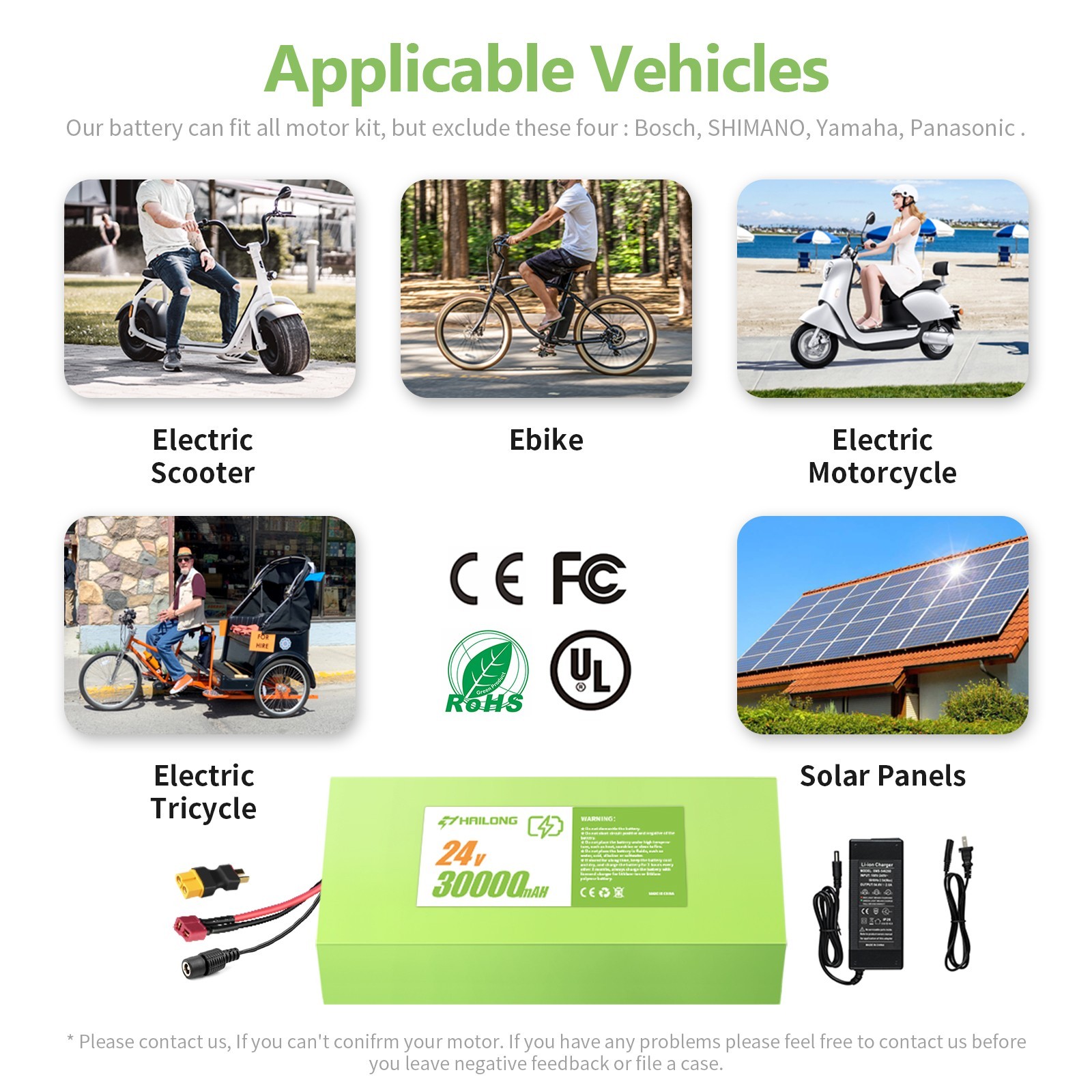 New 24V 36V 48V 52V 60V battery Green lithium battery