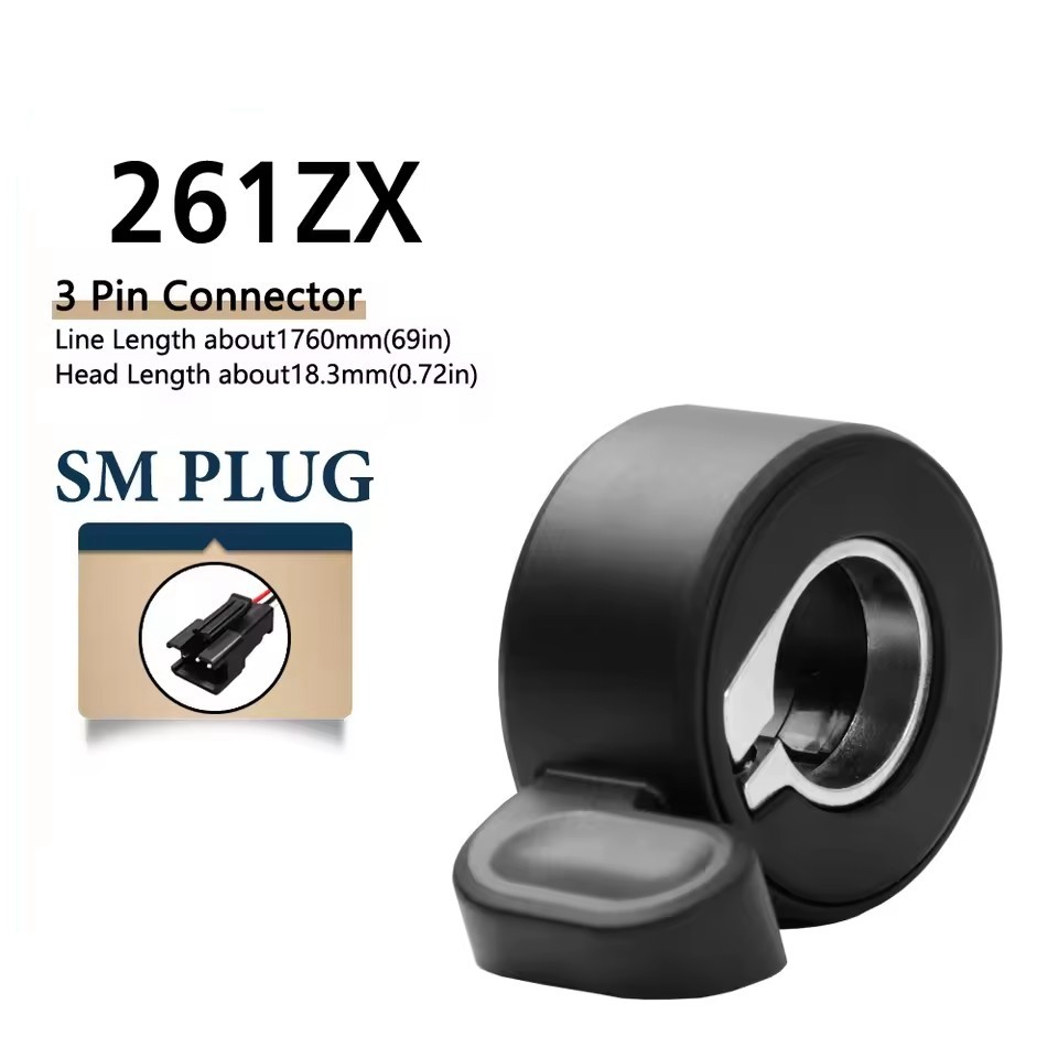 For 12V/24V/36V/48V/52V/72V Electric Bicycle 261ZX Thumb Throttle 3Pin SM Plug
