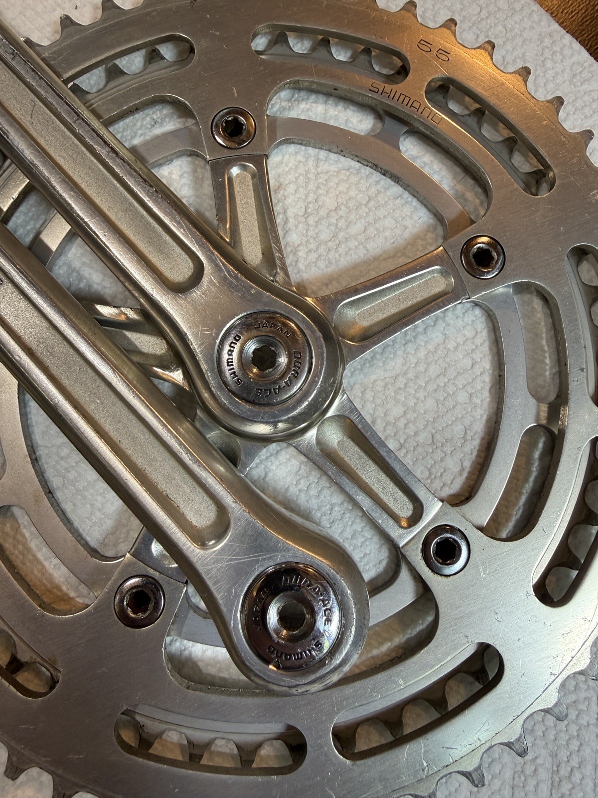 Vintage Shimano Dura-Ace GA-200 Crank Set, Caps 170mm arms, 130mm BDC, 55/48