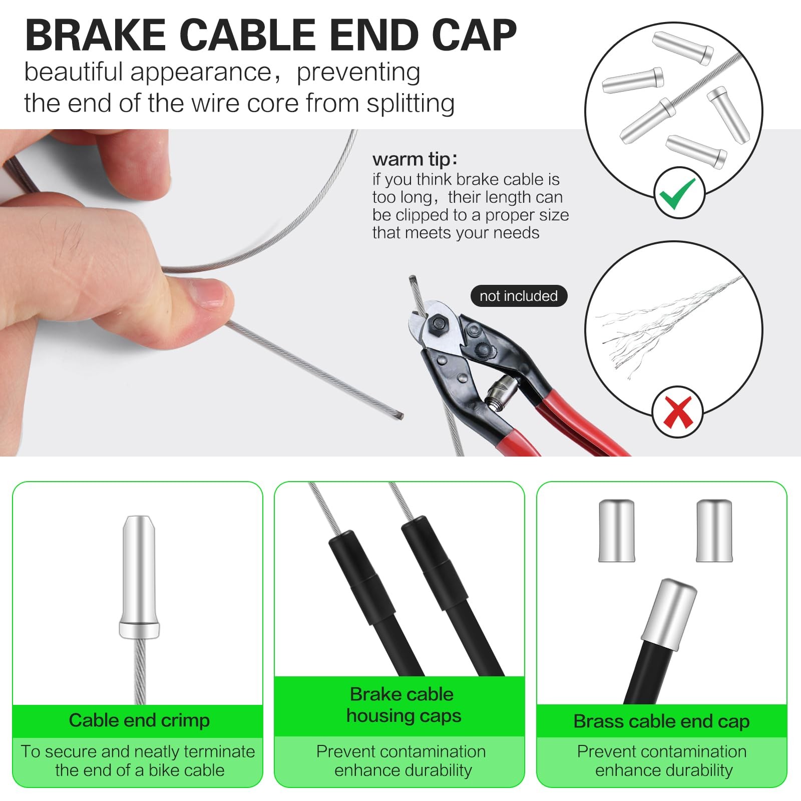 BMX Bike Gyro Brake Cables Front + Rear (Upper As shown in the figure, Black