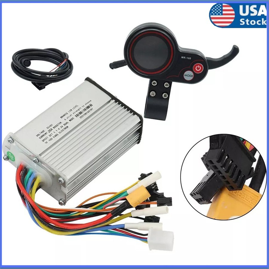 1200W 48V-25A Brushless Motor Controller + LCD Display + 6 Pin Cable For Scooter