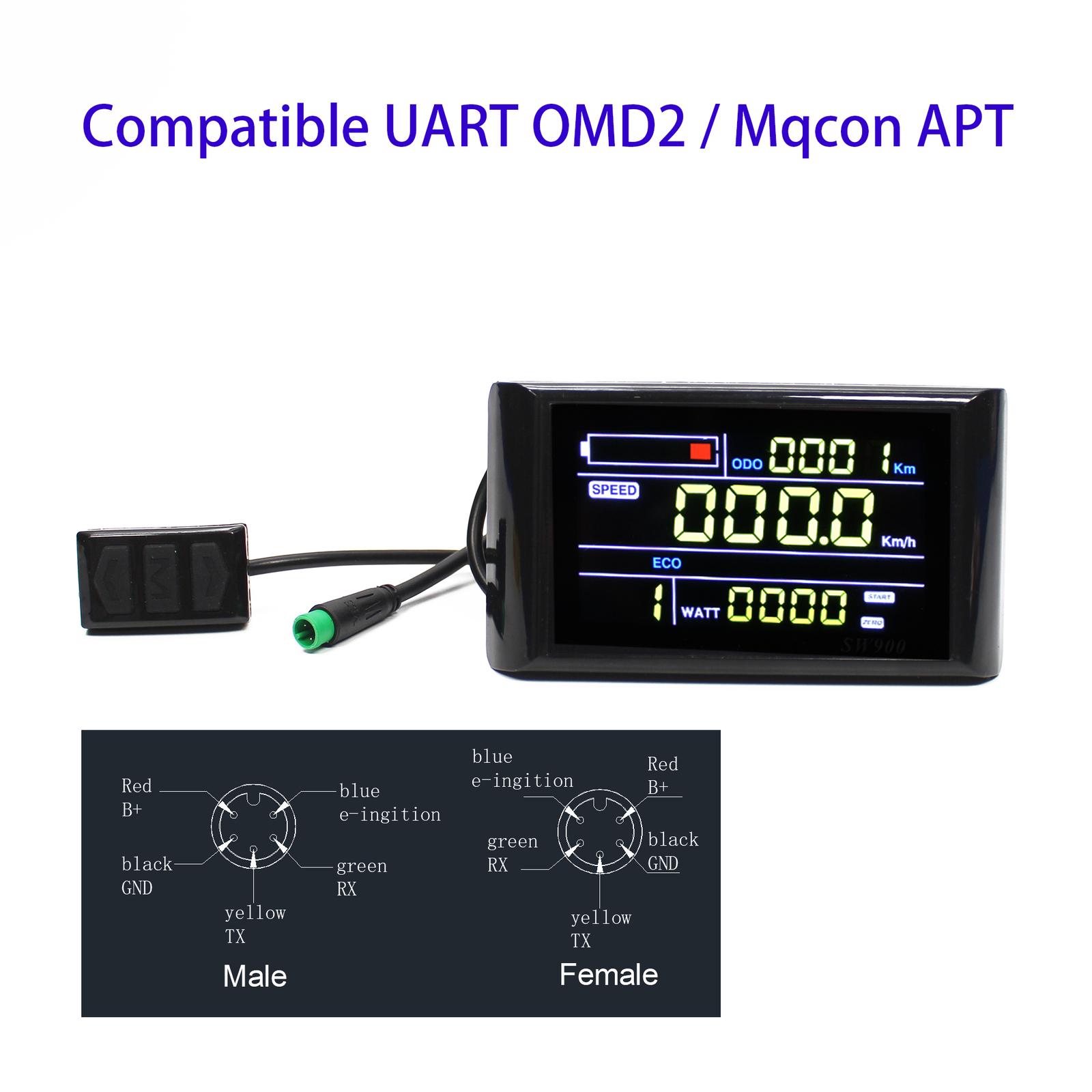 36V 48V 52V 35A 750W-1500W E-Bike 3 Mode Sine Ware Controller+SW900 Display