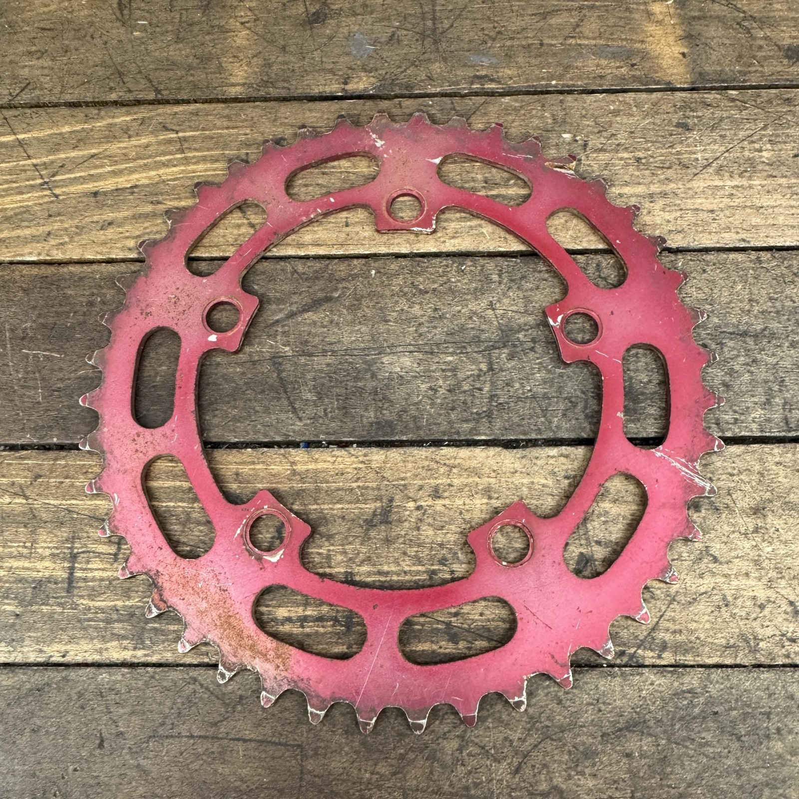 Vintage Red BMX Chainring 110 BCD 5-Arm 44T Steel BMX Bike Old School Bent