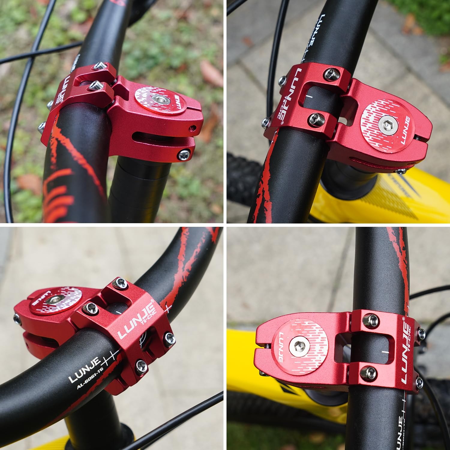 LUNJE Bike Stem, 31.8mm MTB 45mm Short Sandblasted Matte Red