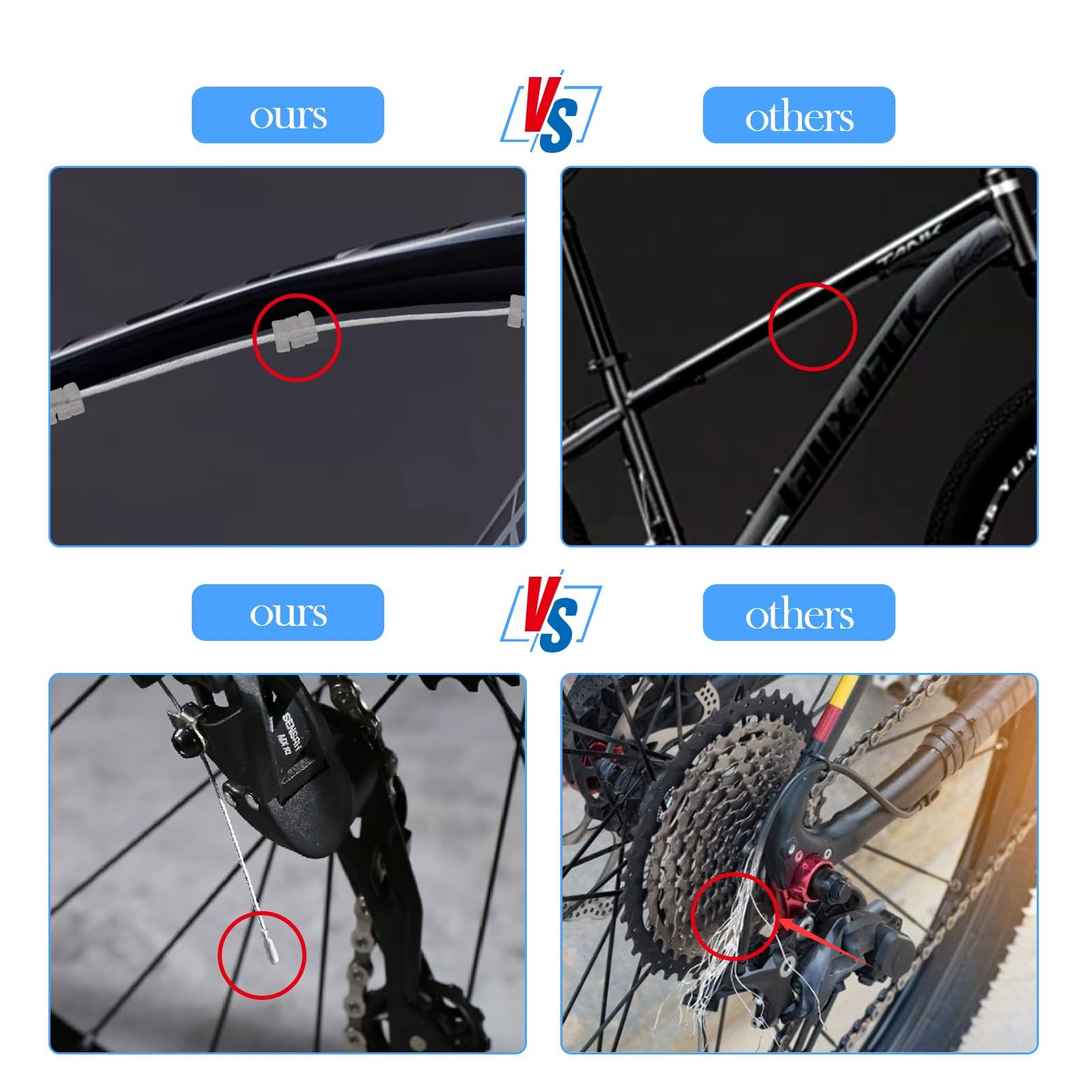 4PCS Universal Bike Brake Cable,Replaceable Brake Inner Wire Cable, Include F…