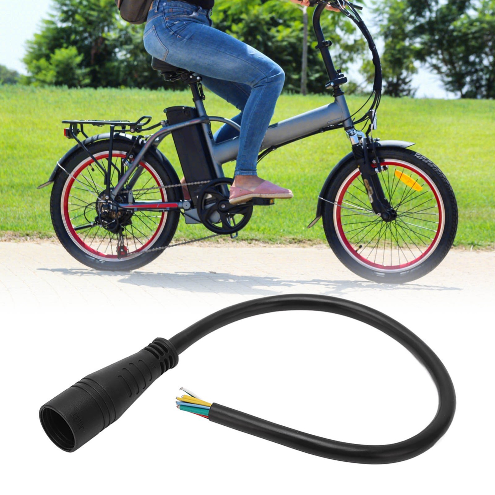 9 Pin 31cm Electric Bike Motor Extension Cable, Waterproof Female Connector