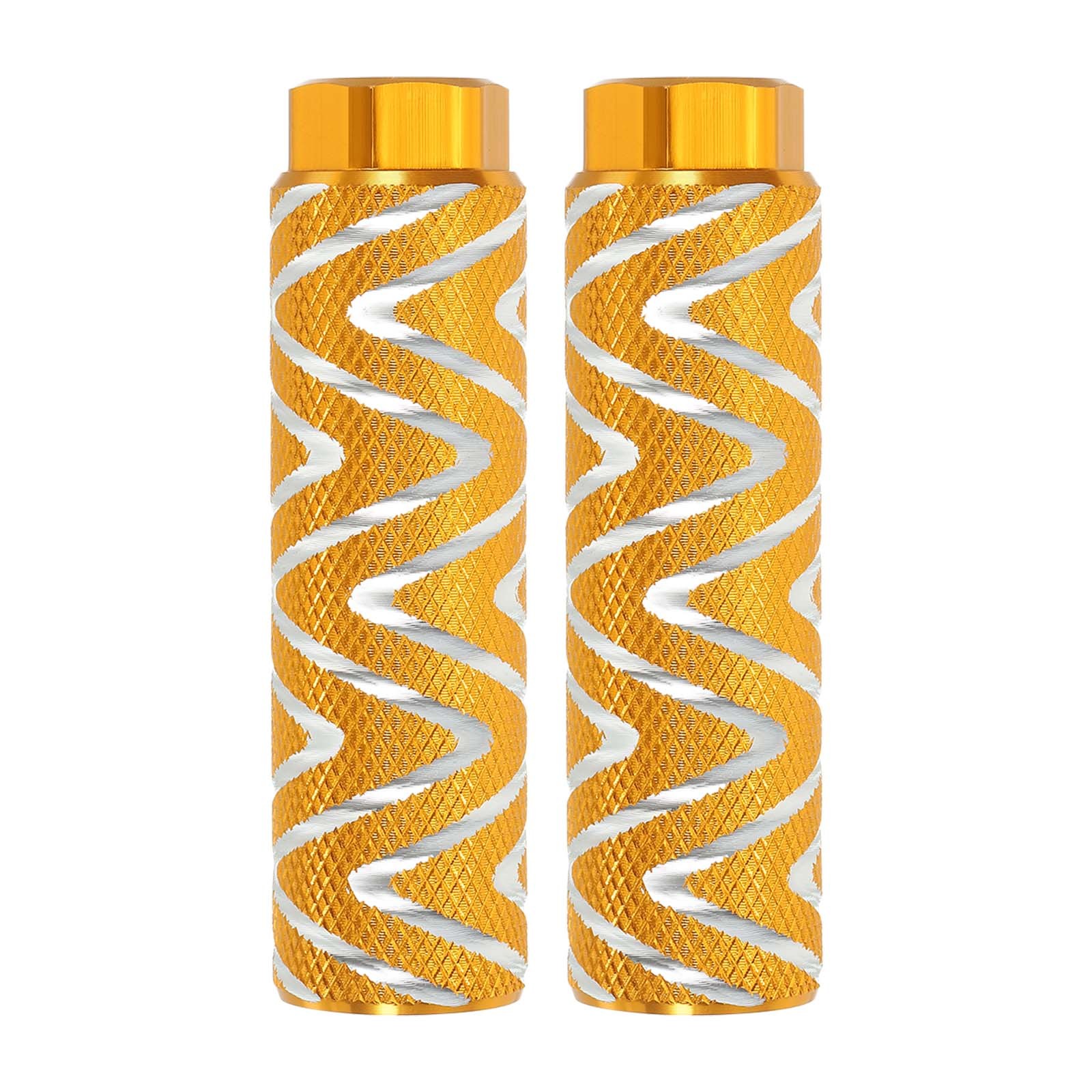 2 Pack Aluminum Alloy Bike Pegs Anti-Skid Fit 3/8 Inch Axles with Stripe Yellow