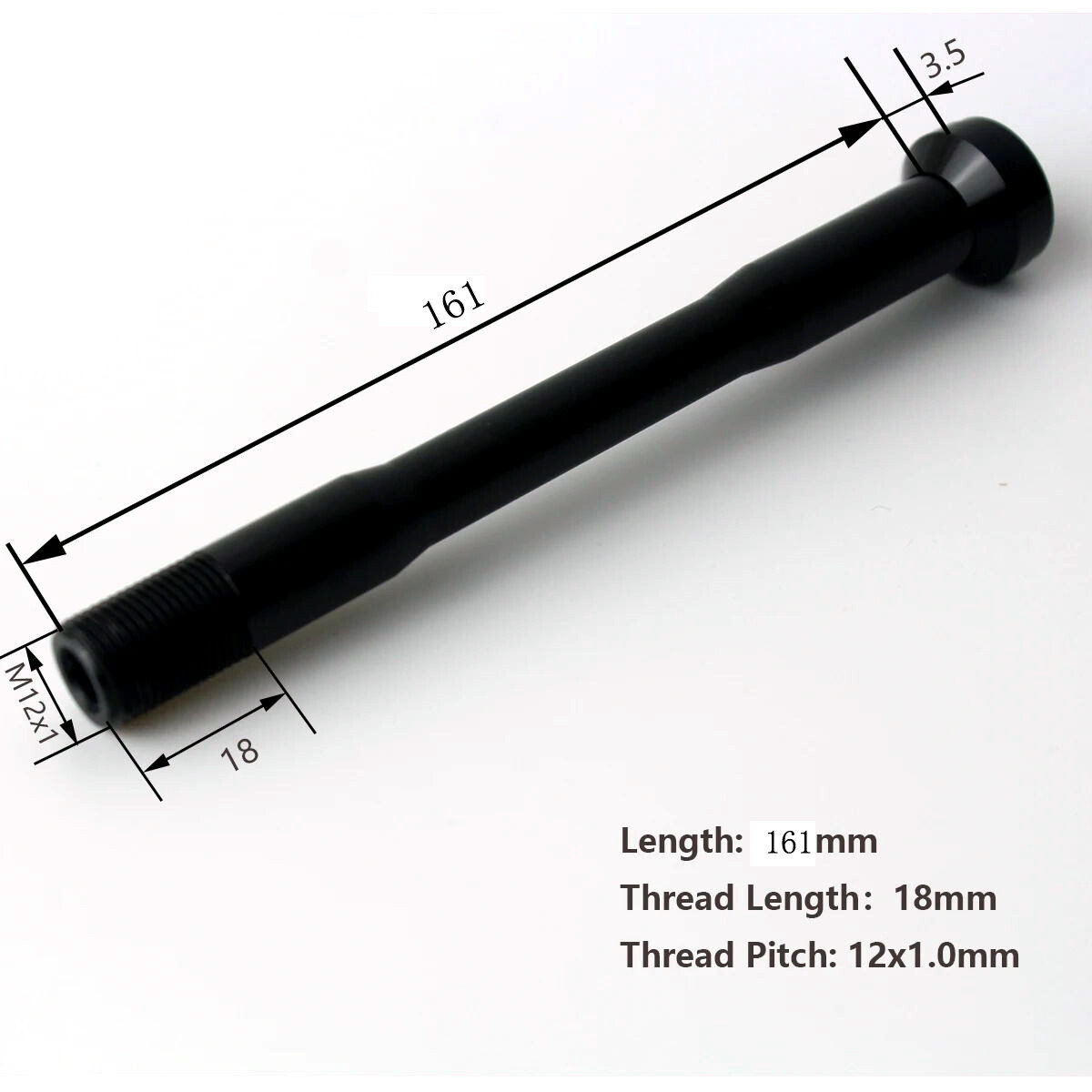 Rear thru axle for SYNTACE X12 length 162 mm thread pitch 1.0 mm 12×142