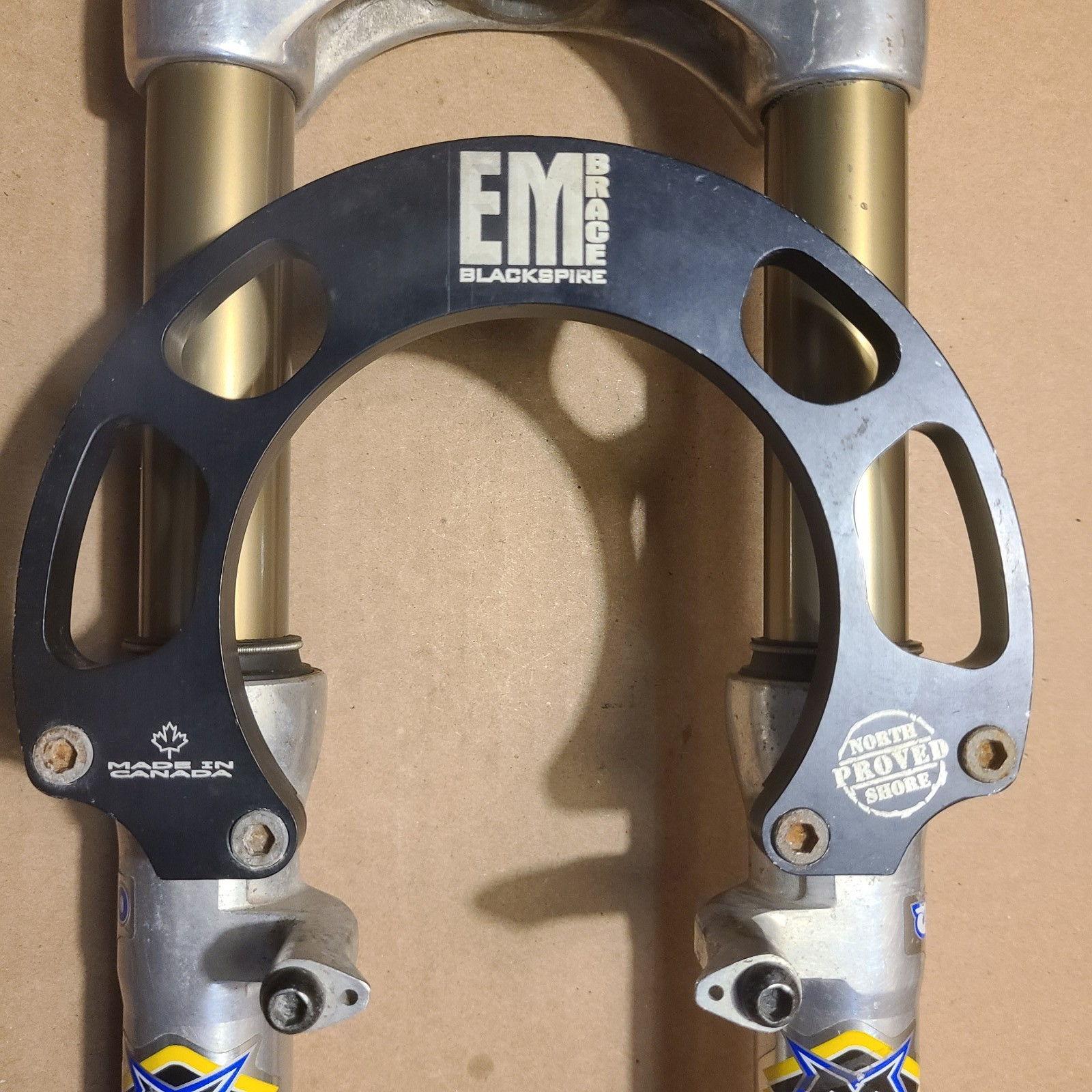 2000 Marzocchi Bomber Z3 QR20 26″ Suspension Fork Silver Italy, Blackspire Brace