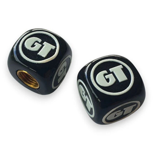 GT BMX – One color Dice Tire Valve Caps (Pair) – Black