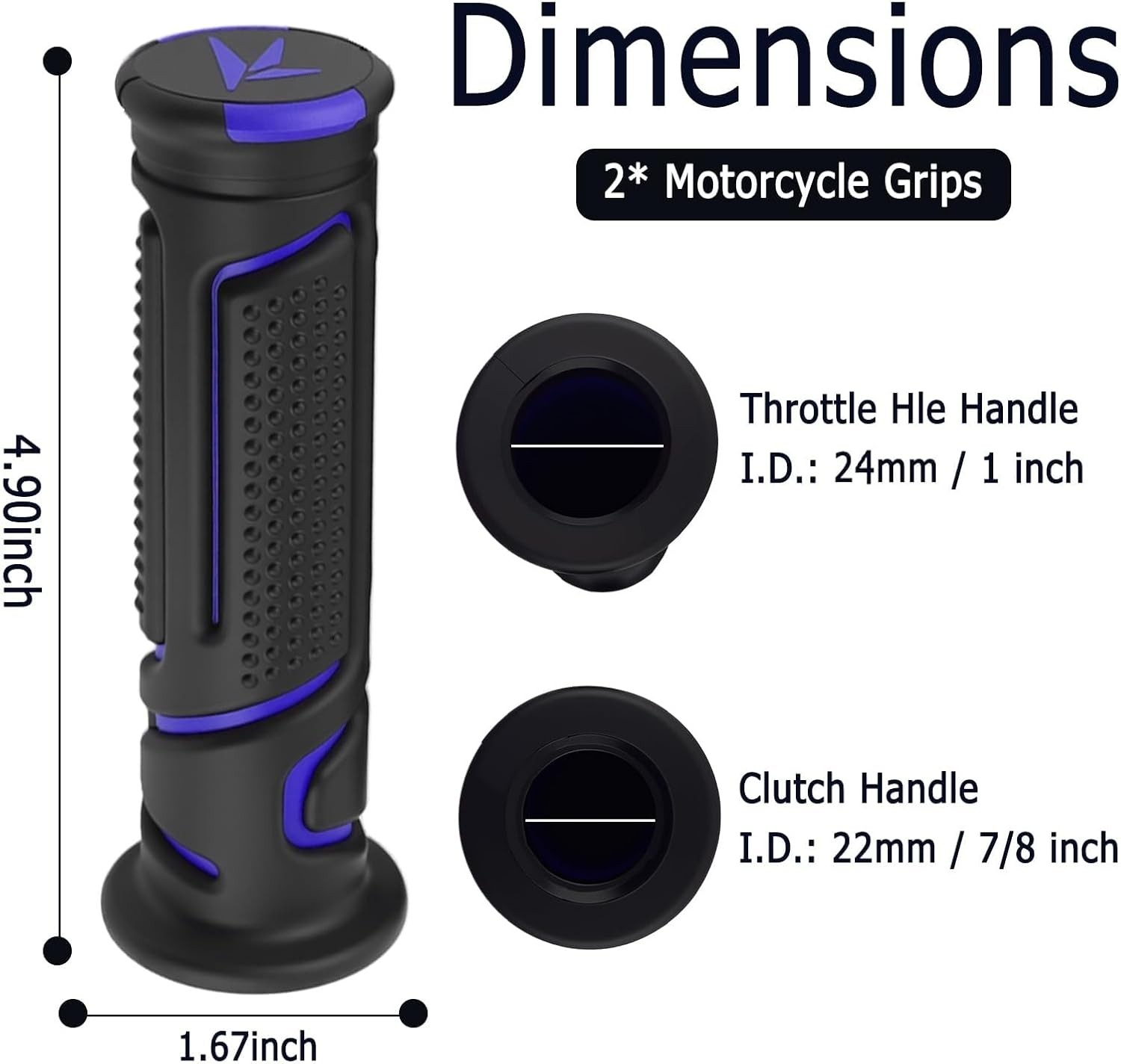 Cool Anti-Slip Dirt Bike Grips, ID 25mm 1″ & 22mm 7/8″ Motorcycle Color: Blue