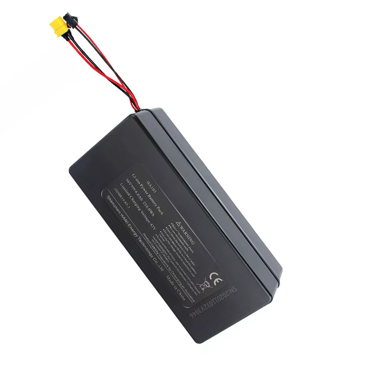 E-Bike Battery 36V 6Ah Rechargeable Lithium Battery with T-Plug XT60 Connectors