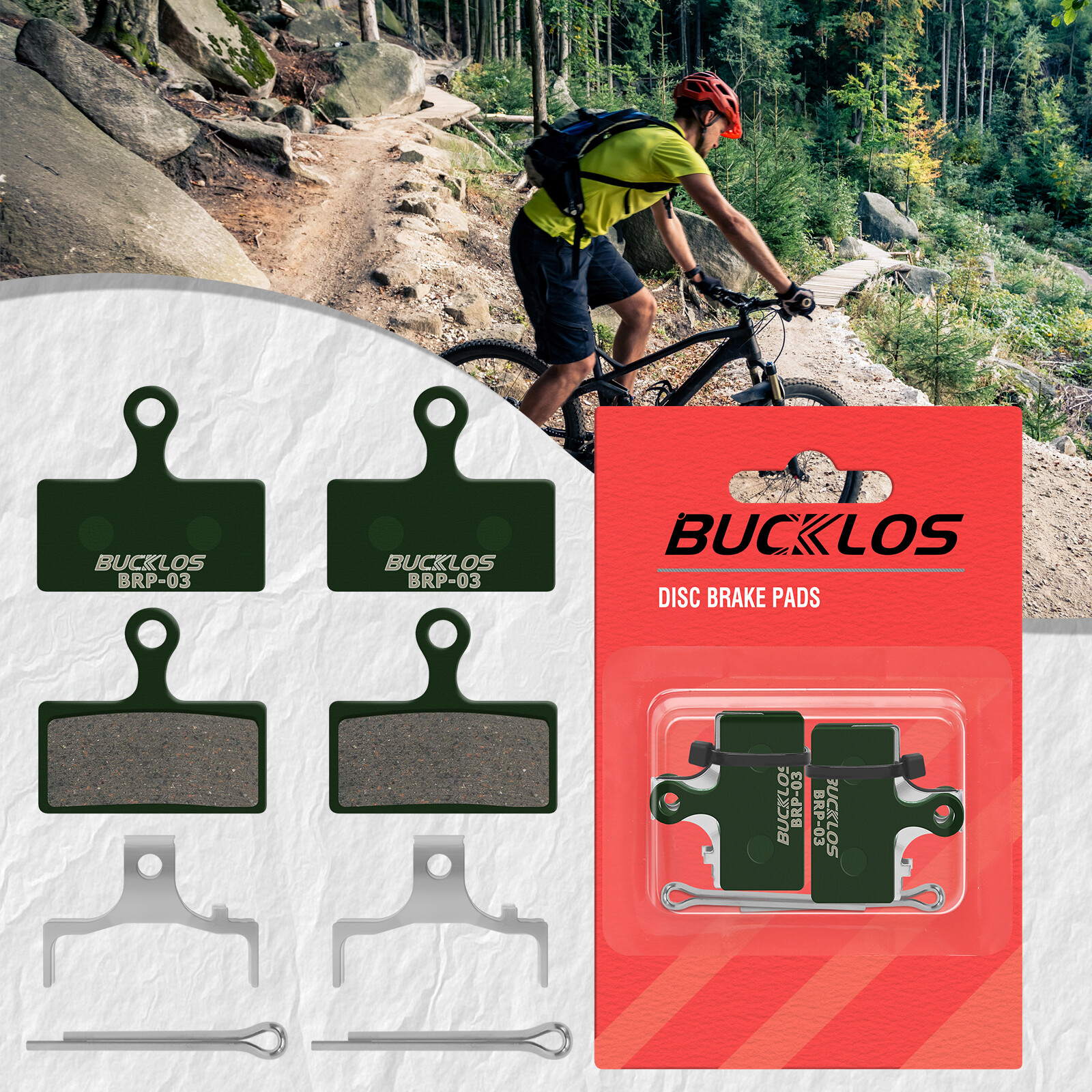 BUCKLOS BRP-03 Disc Brake Pad Resin Sintered-metal Ceramic MTB for Shimano G01S