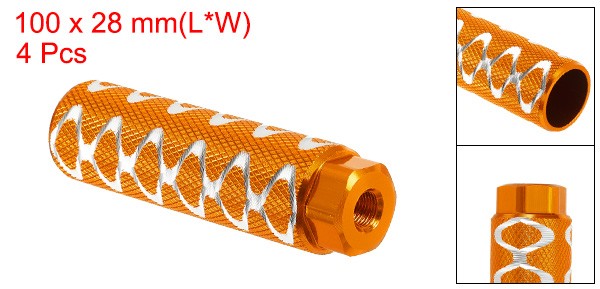 4 Pack Aluminum Alloy Bike Pegs Anti-Skid Fit 3/8 Inch Axles with Circle Yellow