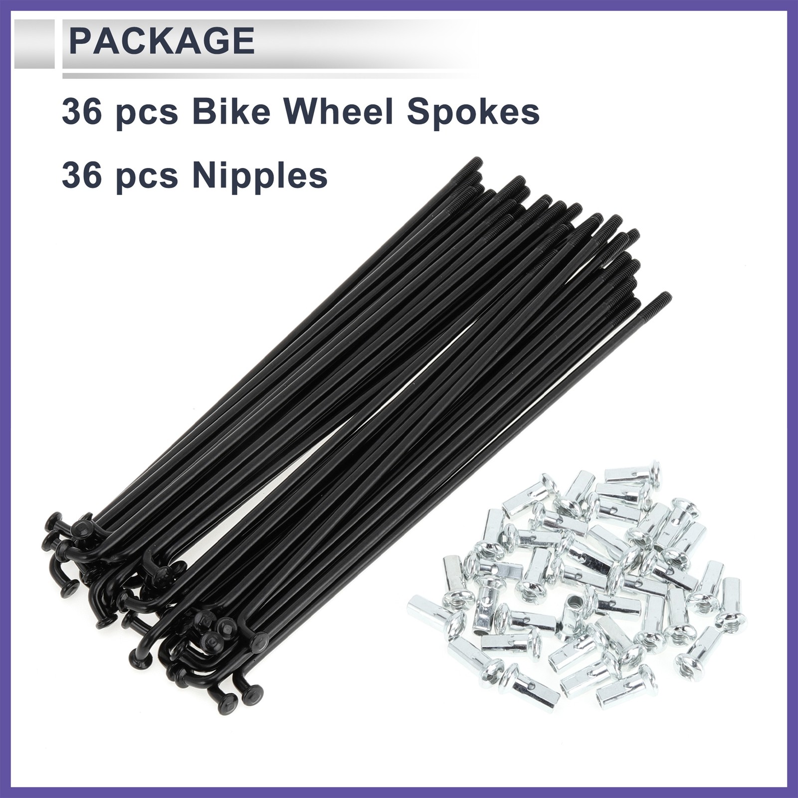 1Set 12G 131mm Length Bicycle Spokes Nipple Carbon Steel Black Universal